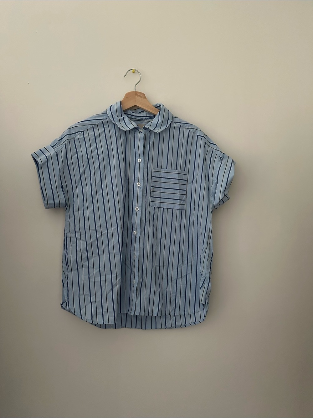 Sky Blue Vertical Stripe Button-Down Shirt